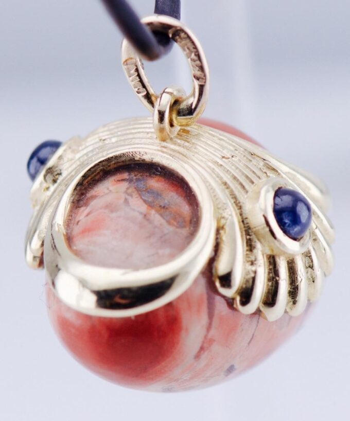 Antique FABERGE Easter Egg Pendant 14 Gold Hand Carved Jasper Hardstone 1890's