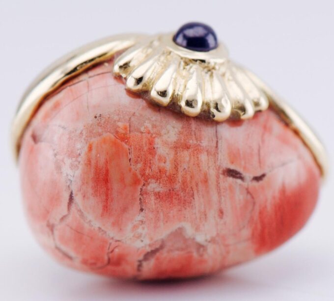 Antique FABERGE Easter Egg Pendant 14 Gold Hand Carved Jasper Hardstone 1890's