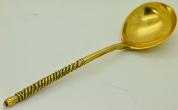 Imperial Tsar's Era 24k Gold Plated Spoon c1890's Hand Engraved Kugyrmayach