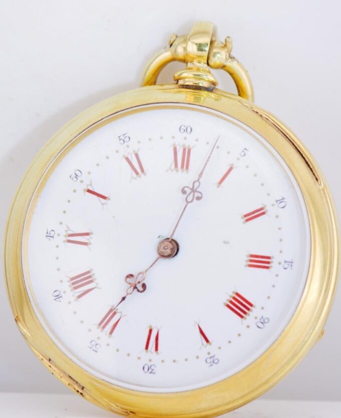 Antique French Baudry Pocket Watch Gilt Silver Case Skulls SATOR Magic Formula