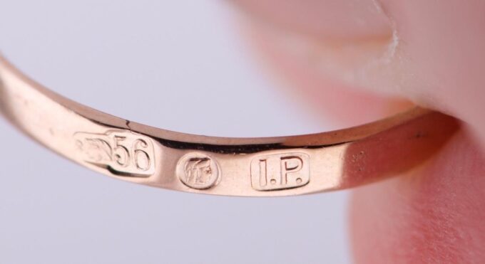 Faberge Ring Antique 14k Gold Made by Julius Rappoport c1909 Tsar Era