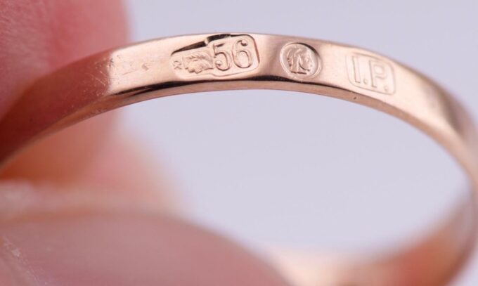 Faberge Ring Antique 14k Gold Made by Julius Rappoport c1909 Tsar Era