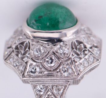 Tiffany Ring Antique Art Deco Platinum Ladies c1930 2.2ct Emerald 1ct Diamonds