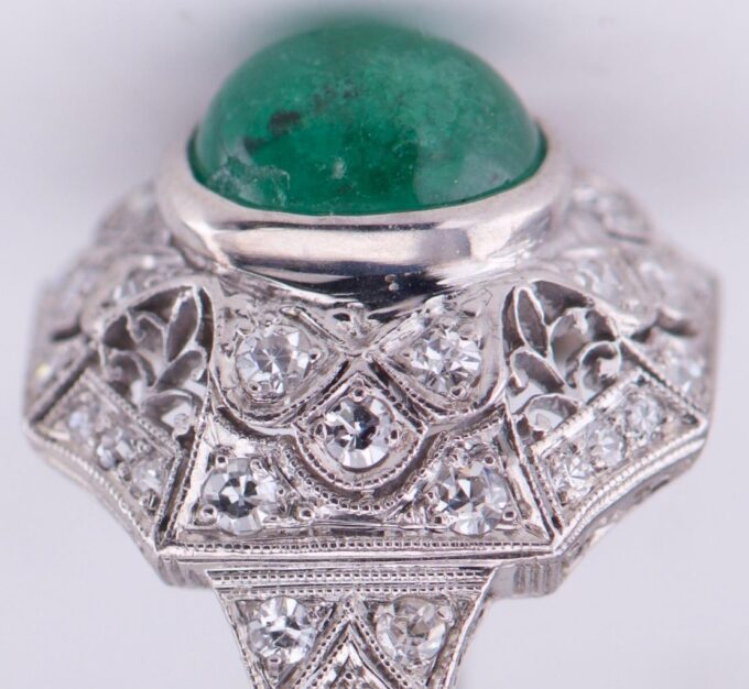Tiffany Ring Antique Art Deco Platinum Ladies c1930 2.2ct Emerald 1ct Diamonds