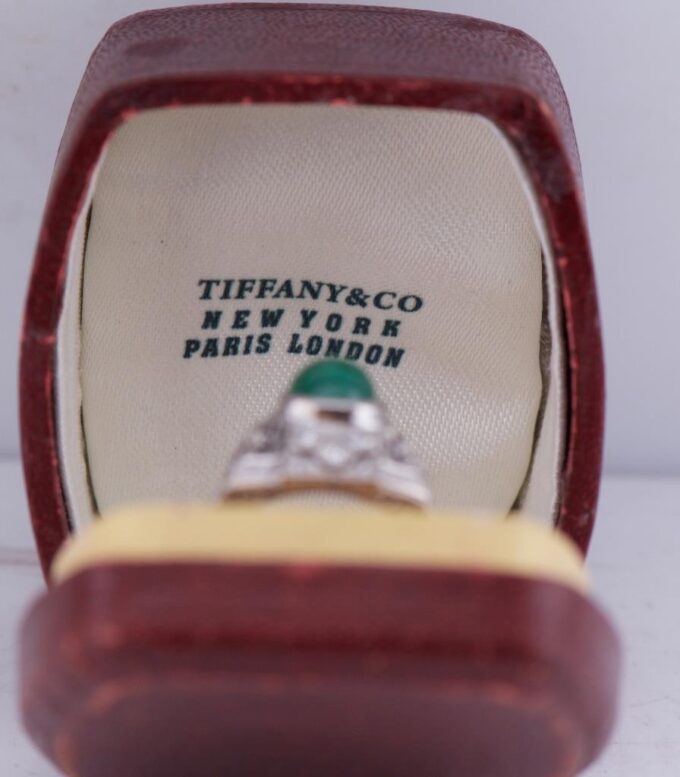 Tiffany Ring Antique Art Deco Platinum Ladies c1930 2.2ct Emerald 1ct Diamonds