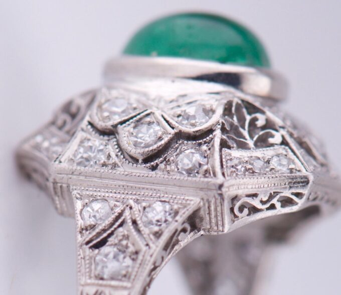Tiffany Ring Antique Art Deco Platinum Ladies c1930 2.2ct Emerald 1ct Diamonds
