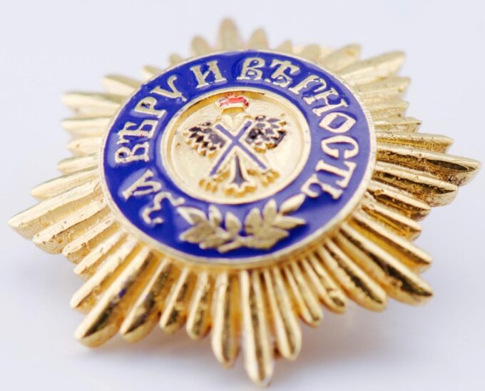 Faberge Antique Gilt Silver Enamel Cufflinks Set St.Andrew Order Empire Tsar Er