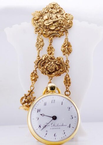 Antique Verge Fusee Pocket Watch for King Louis XVIII Gilt Silver Emeralds Award
