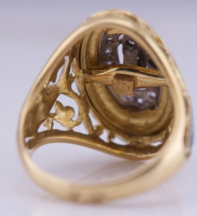 Faberge Ring Empire 18k Gold Enamel Pierced Ornate c1900's One of a Kind Antique