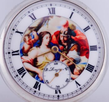 Longines Pocket Watch Antique Art Nouveau Fancy Case Dial After Raphael Painting