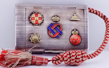 FABERGE Cigarette Case Antique Tsar's Award Silver Enamel Prince Oldenburgsky