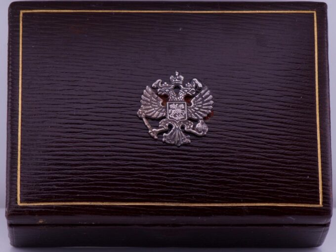 FABERGE Cigarette Case Antique Tsar's Award Silver Enamel Prince Oldenburgsky
