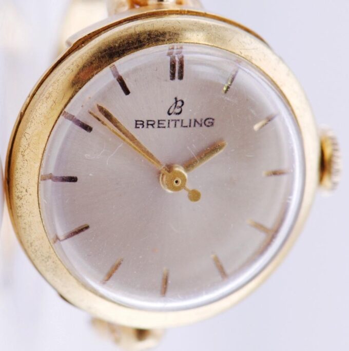 Breitling 14k Gold Ring Watch Vintage Memento Mori Skull Boxed c1960 RARE