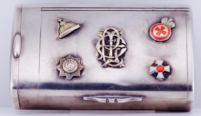 Faberge Cigarette Case Antique Imperial Tsar's Era Silver Enamel 1886 Boxed