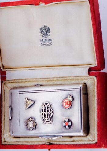 Faberge Cigarette Case Antique Imperial Tsar's Era Silver Enamel 1886 Boxed