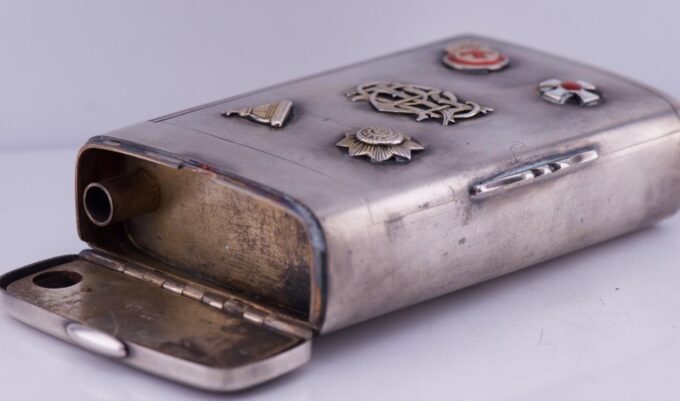 Faberge Cigarette Case Antique Imperial Tsar's Era Silver Enamel 1886 Boxed