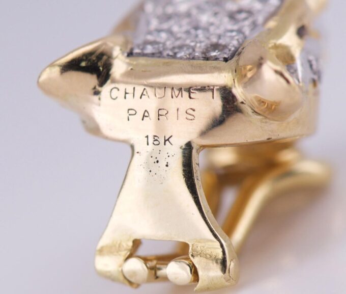 Chaumet Earrings Puma Head Antique French Estate Diamond Ruby 18k Gold Boxed