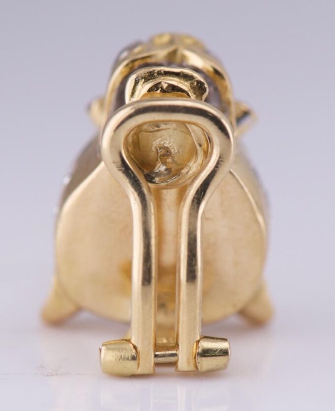 Chaumet Earrings Puma Head Antique French Estate Diamond Ruby 18k Gold Boxed