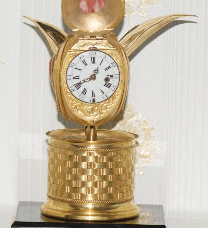 Antique French Verge Fusee Pocket Watc Tulip Flower Shape 1720 Gilt Ormolu Case