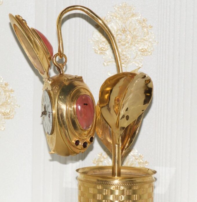 Antique French Verge Fusee Pocket Watc Tulip Flower Shape 1720 Gilt Ormolu Case