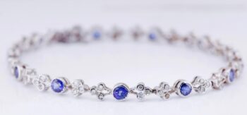 Bracelet 18k White Gold Diamond Sapphire Antique Art-Deco $3800 Certificate Box