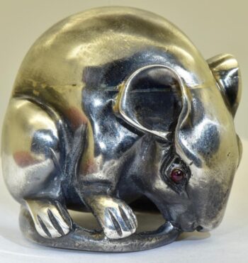 Faberge Antique Silver Gold Ruby Mouse Figurine Imperial Tsar's Era Jewelled