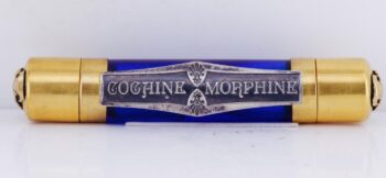 Poison Skull Bottle Antique Cobalt Blue Crystal Victorian Double Side c1870's