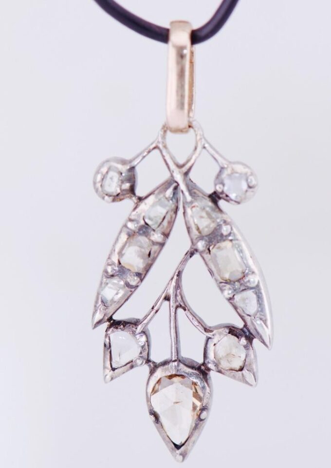 Antique Victorian Silver-Topped 14k Gold Diamond Pendant Fob c1870's