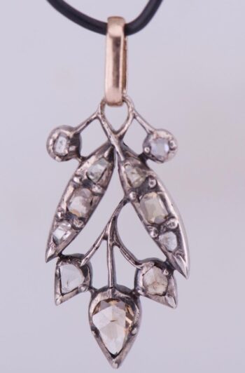 Antique Victorian Silver-Topped 14k Gold Diamond Pendant Fob c1870's