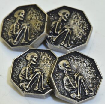 Mens Cufflinks Set Sterling Silver Skulls Skeletons Memento Mori