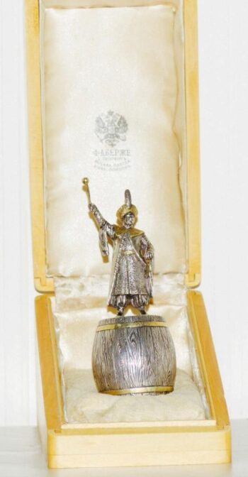Antique Imperial Russ Faberge Silver Stirrup Cup Goblet Vodka Cup c1890's Boxed
