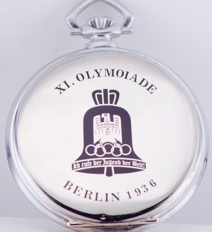 Antique Berlin 1936 Olympic Games Presentation Pocket Watch By UNIC Enamel Case