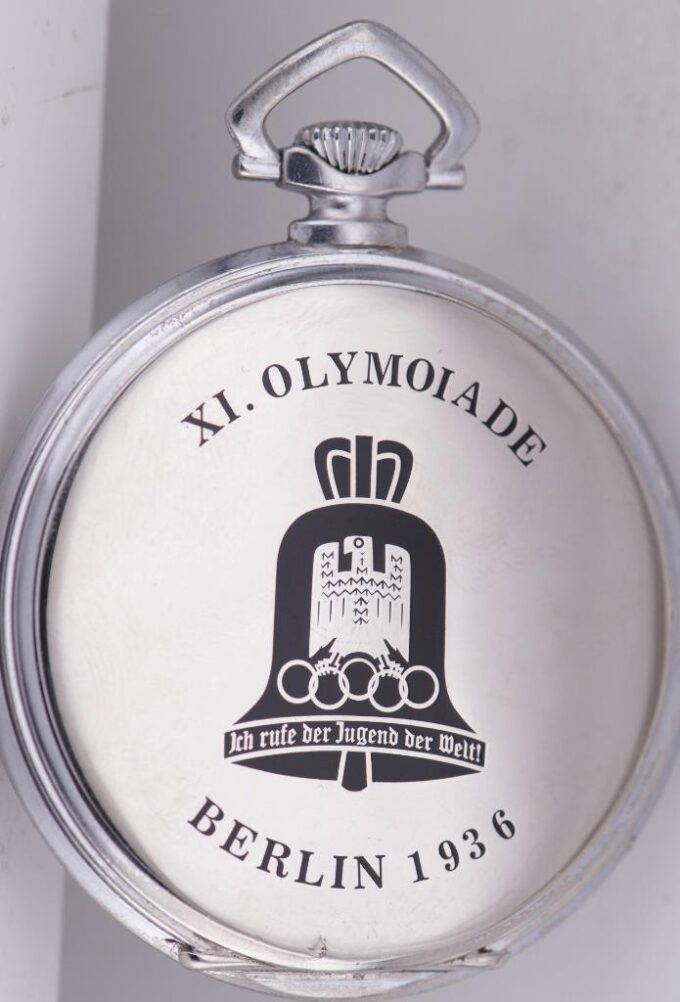 Antique Berlin 1936 Olympic Games Presentation Pocket Watch By UNIC Enamel Case