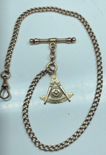 Antique Victorian Masonic 14k Solid Gold Pocket Watch Chain Fob-10g Heavy-29cm