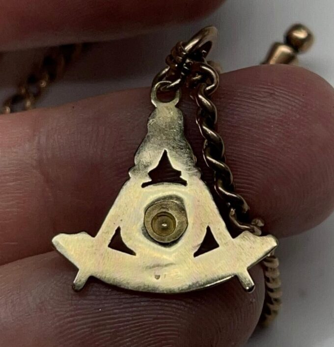 Antique Victorian Masonic 14k Solid Gold Pocket Watch Chain Fob-10g Heavy-29cm