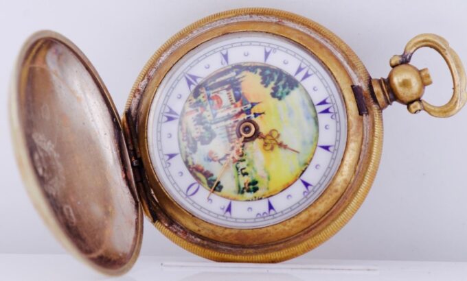 Antique Pocket Watch Full Hunter Case for Ottoman Market c1860's Enamel Dial