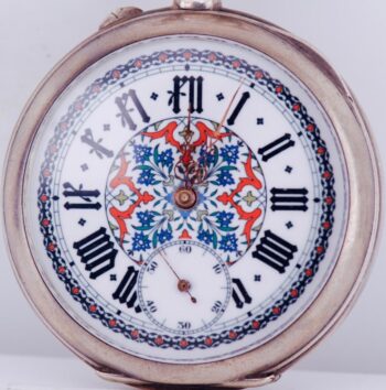 Antique French Silver Engraved Case Pocket Watch Fancy Enamel Dial c1890's