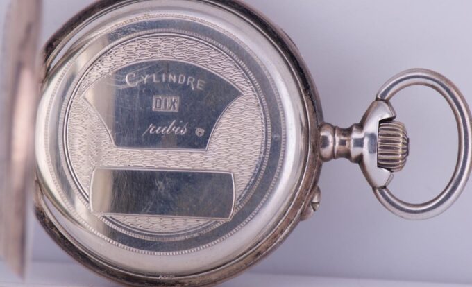 Antique French Silver Engraved Case Pocket Watch Fancy Enamel Dial c1890's