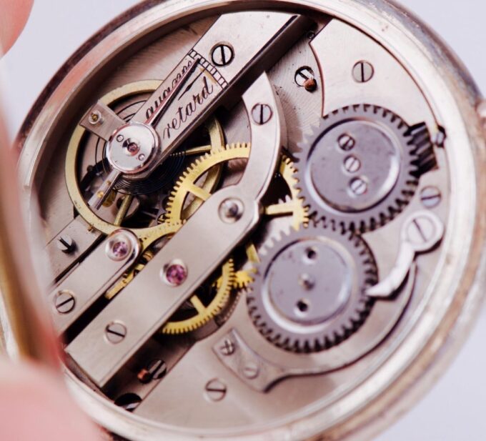 Antique French Silver Engraved Case Pocket Watch Fancy Enamel Dial c1890's