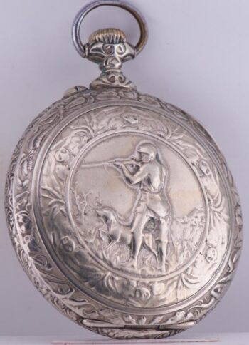Antique Imperial Doxa Pocket Watch Art-Nouveau Chased Case Hunting Scene Tsar