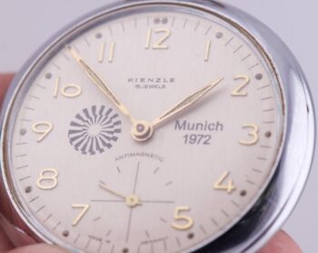 Vintage 1972 Munich Olympic Pocket Watch by Kienzle – Award Issue Case Size: 49m