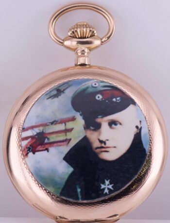 Antique Systeme Glashutte Pocket Watch 14k Gold Enamel-WWI German Pilot's Award