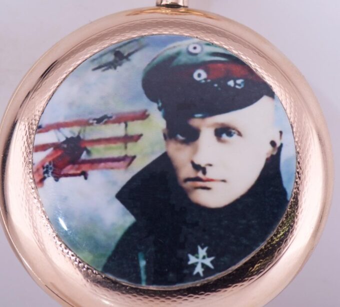 Antique Systeme Glashutte Pocket Watch 14k Gold Enamel-WWI German Pilot's Award