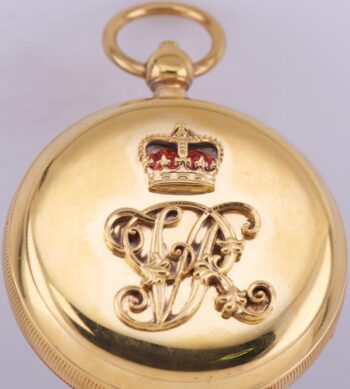 Antique English Gilt Silver Enamel Pocket Watch Awarded by Queen Victoria