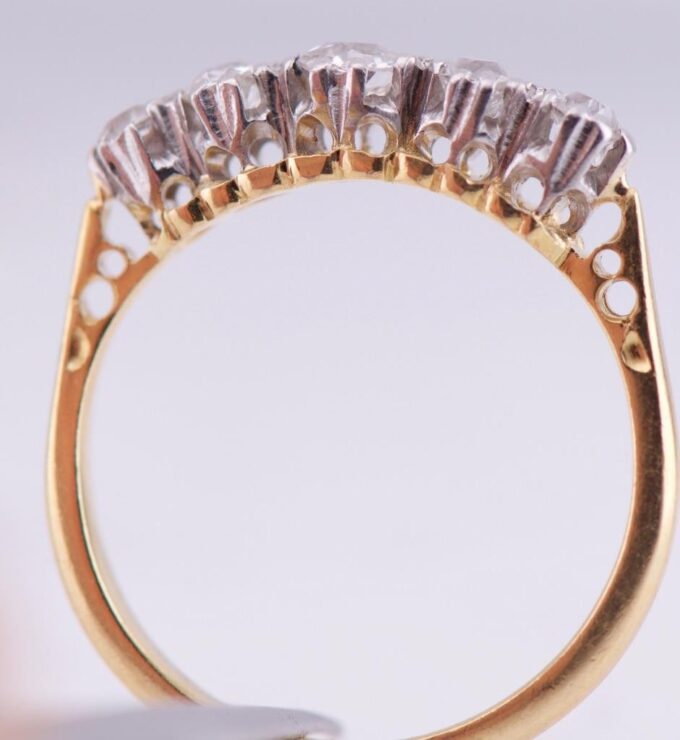 Antique 18k Gold and Platinum Top 0.5ct Diamond Ladies Ring Size 5.5