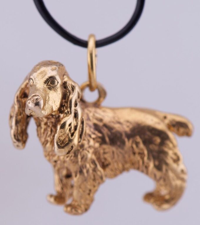 Antique Imperial FABERGÉ 18k Gold Plated Silver Dog Figurine Pendant c1890s