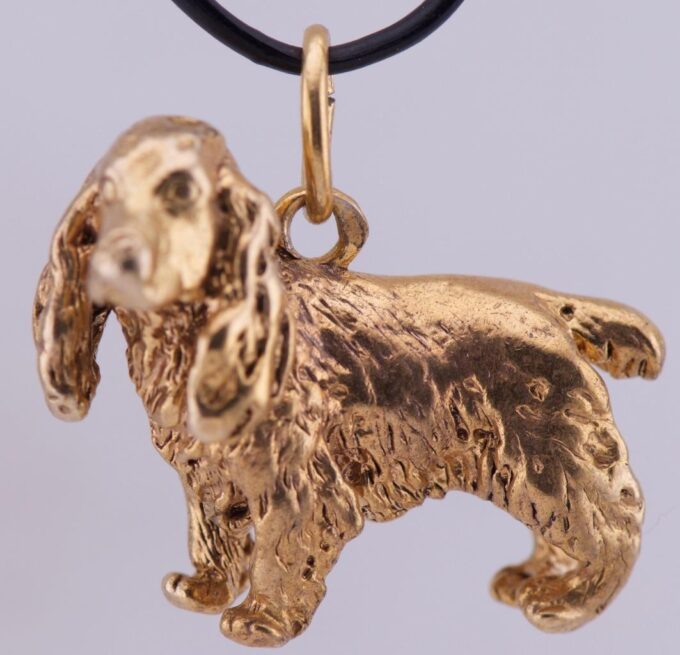Antique Imperial FABERGÉ 18k Gold Plated Silver Dog Figurine Pendant c1890s