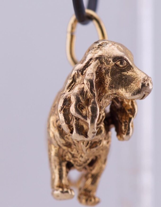Antique Imperial FABERGÉ 18k Gold Plated Silver Dog Figurine Pendant c1890s