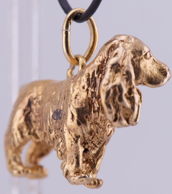Antique Imperial FABERGÉ 18k Gold Plated Silver Dog Figurine Pendant c1890s