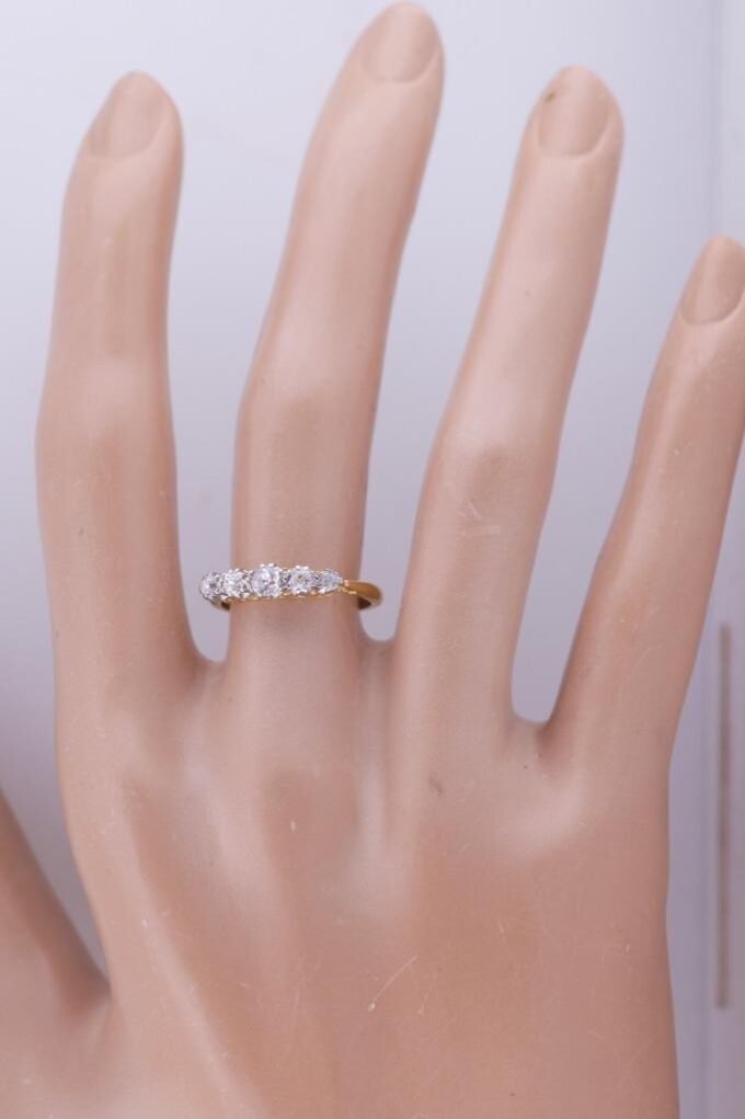 Antique 18k Gold and Platinum Top 0.5ct Diamond Ladies Ring Size 5.5